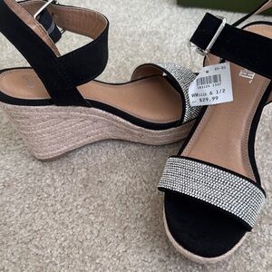 Brash Black Wedges with Silver Accents